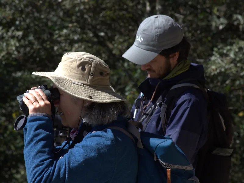 A guest birding with one of our guides